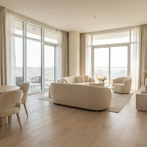 Illustrative contemporary apartment interior, not an available listing