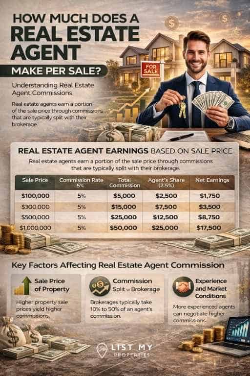 how much does a real estate agent make per sale