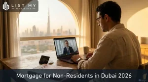 Non-resident buyer reviewing a Dubai mortgage offer in 2026 with down payment and interest rate details