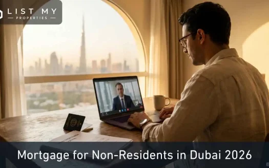 Non-resident buyer reviewing a Dubai mortgage offer in 2026 with down payment and interest rate details