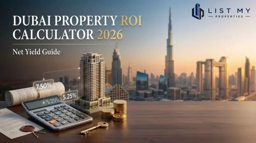 Dubai property ROI calculator showing how annual rent, service charges, vacancy and maintenance affect net rental yield in 2026.