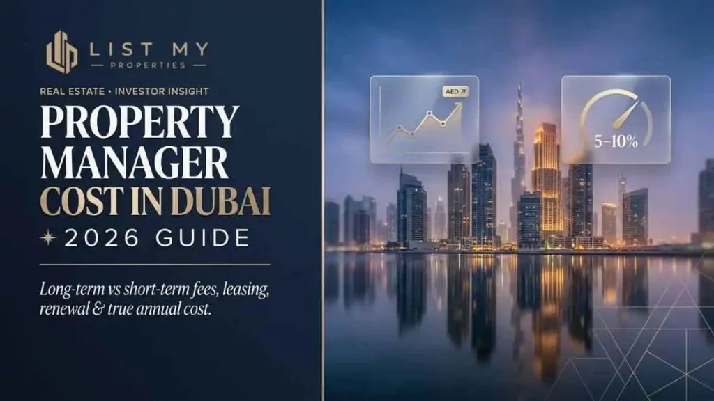 Dubai landlord calculating property manager cost, how much does a property manager cost, management fee, leasing fee and rental income after property management fees.