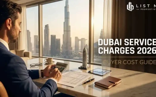 Dubai service charges by area 2026 calculator showing AED per sq ft, annual ownership cost and net rental yield impact.
