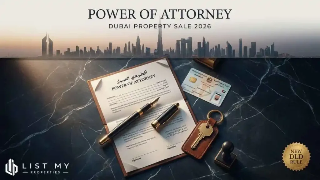 Flowchart of the Dubai Power of Attorney process for property sale from drafting to Dubai Courts notarisation and DLD transfer