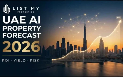 UAE AI property investment forecast 2026 tool showing ROI, rental yield and risk score for Dubai property