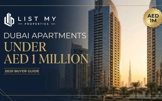 Dubai apartments under AED 1 million in 2026 with area comparison, cost calculator and buyer checklist.