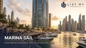 Marina Sail, a waterfront residential tower in Dubai Marina beside Marina Walk, in 2026