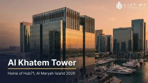 Al Khatem Tower on Al Maryah Island, Abu Dhabi, in 2026