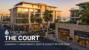 The Court, a Seddiqi mixed-use residential building in Jumeirah 1, Dubai, in 2026