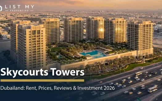 kycourts Towers, a six-tower affordable residential complex in Dubailand, Dubai, in 2026