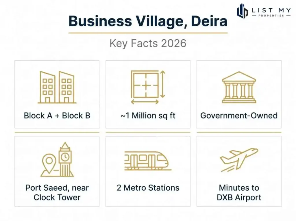 Infographic of Business Village Block A and B and the companies inside